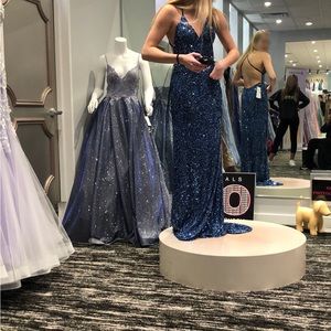 Sequin navy prom dress